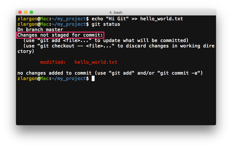 Changes not staged for commit